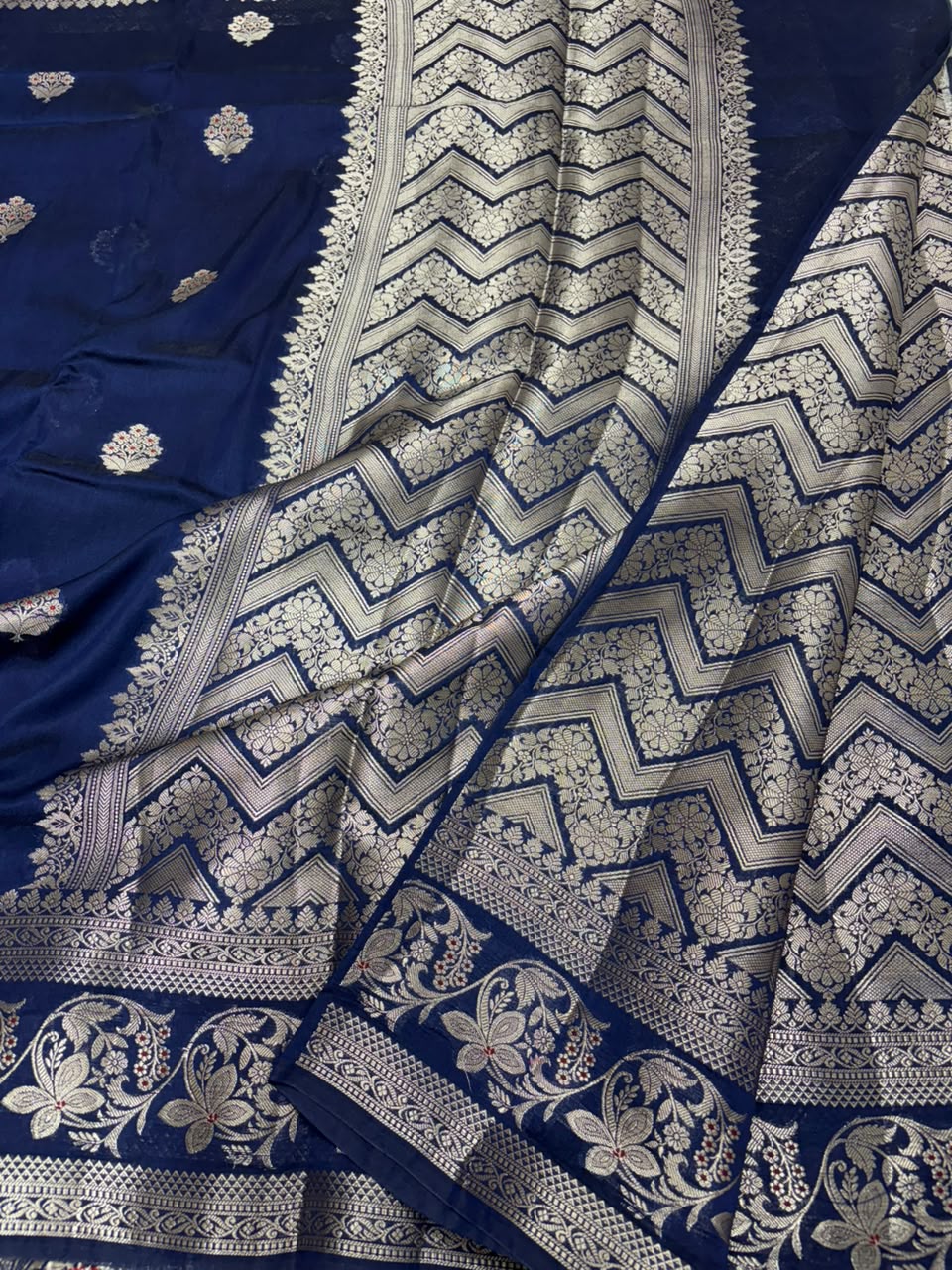 Premium Viscose Silk Allover Zari Weave Buta Pattern Design Saree