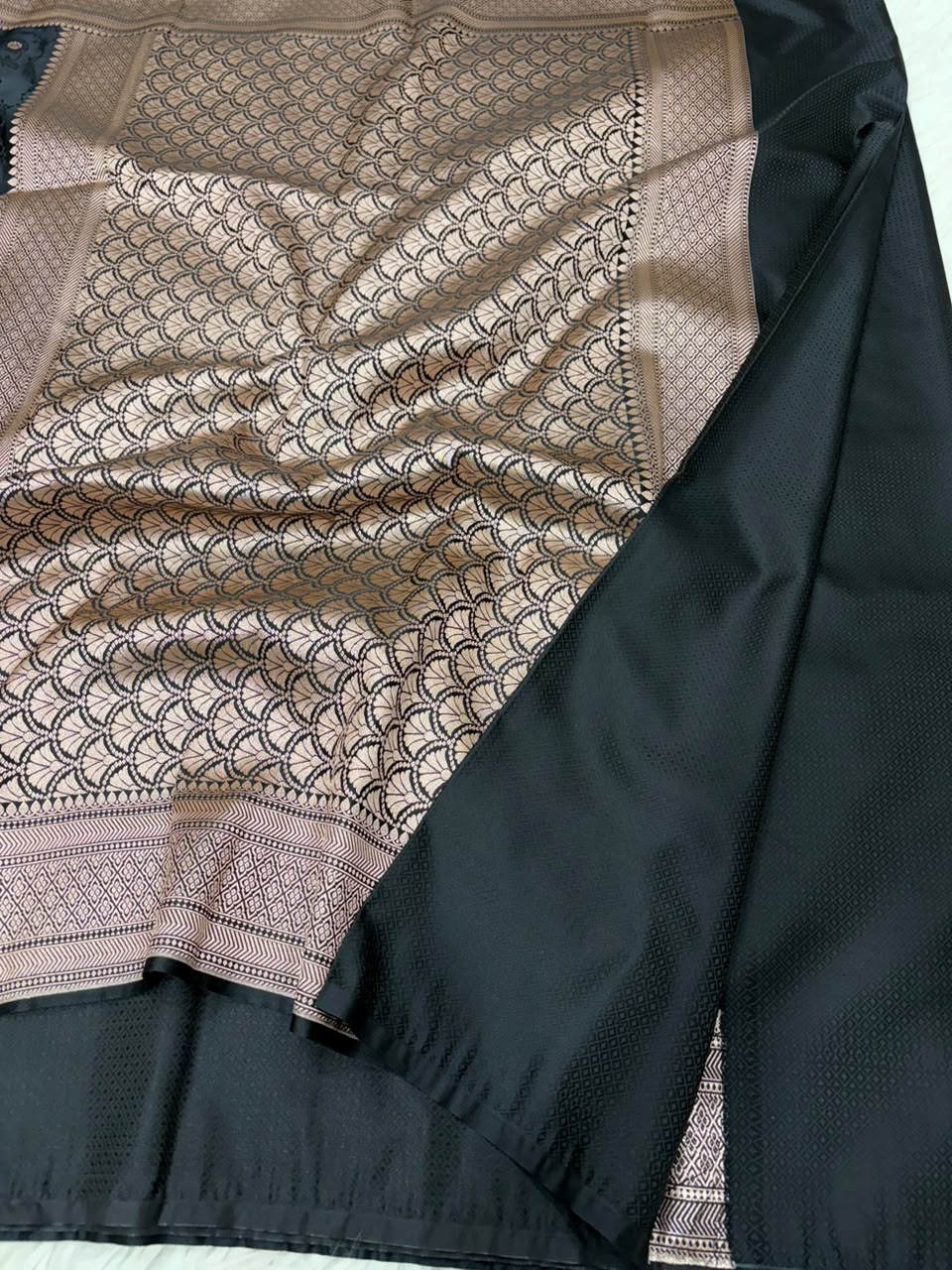 Premium Banarasi Mashru Katan Silk Saree Allover Zari Minakari Weave