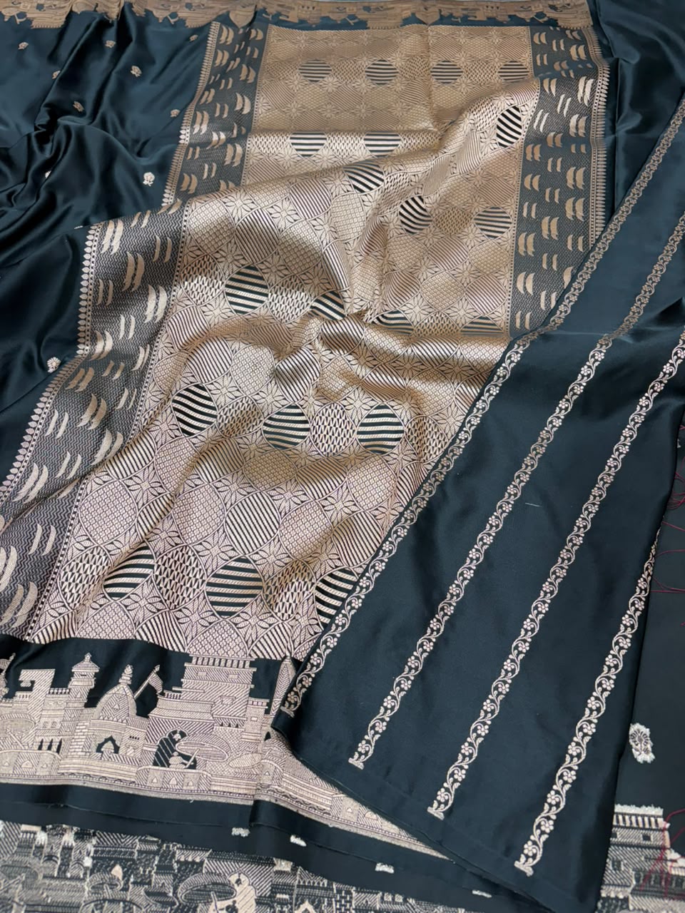 Premium Banarasi Mashru Katan Silk Saree Allover Zari Minakari Weave