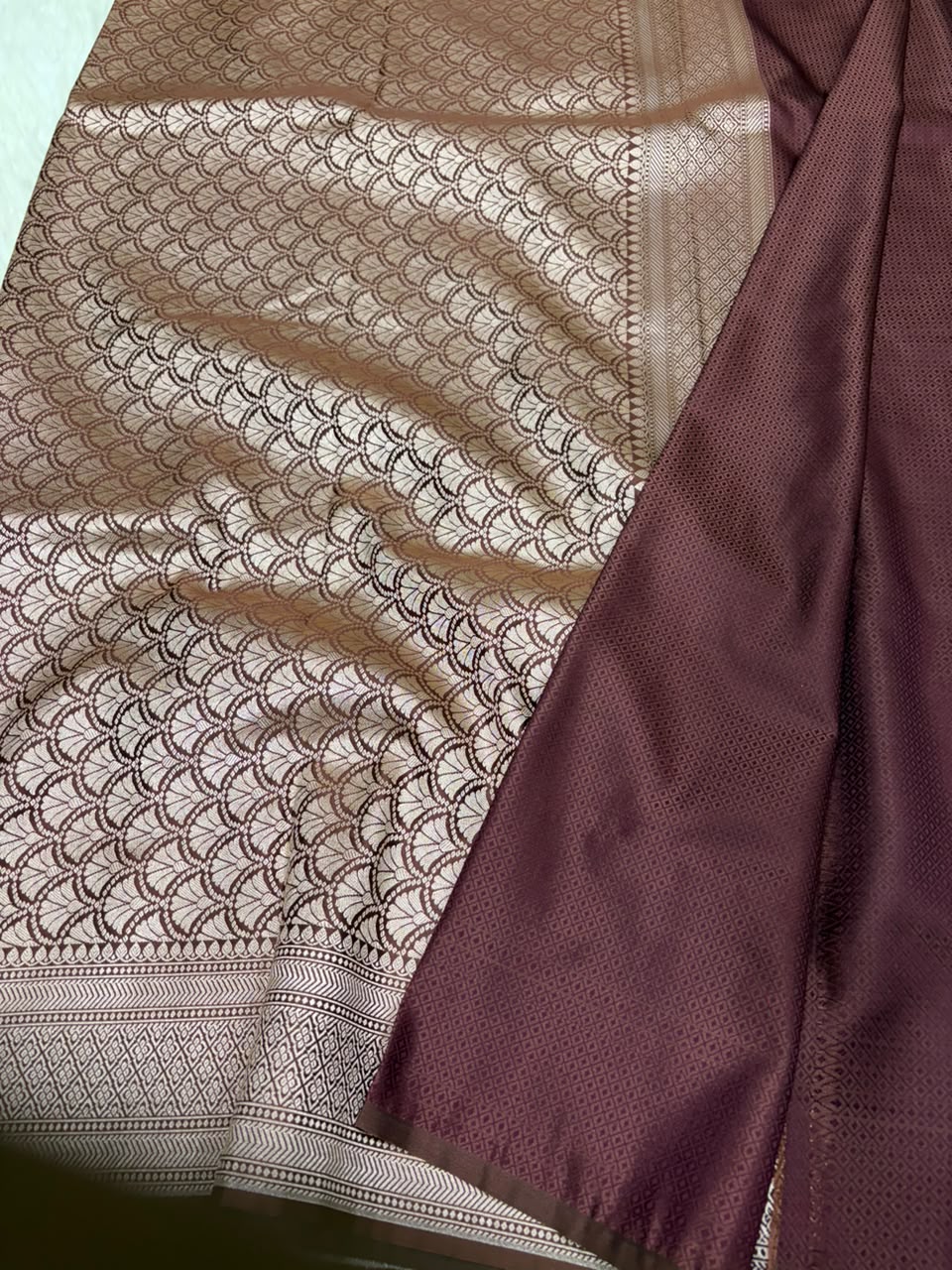 Premium Banarasi Mashru Katan Silk Saree Allover Zari Minakari Weave